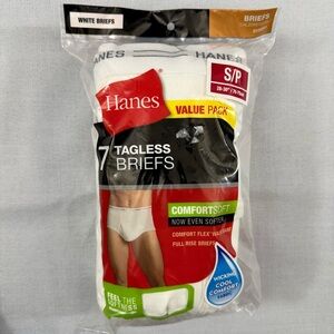 7pk Hanes White Tagless Briefs Men’s Small 28-30 Old Waistband Classic